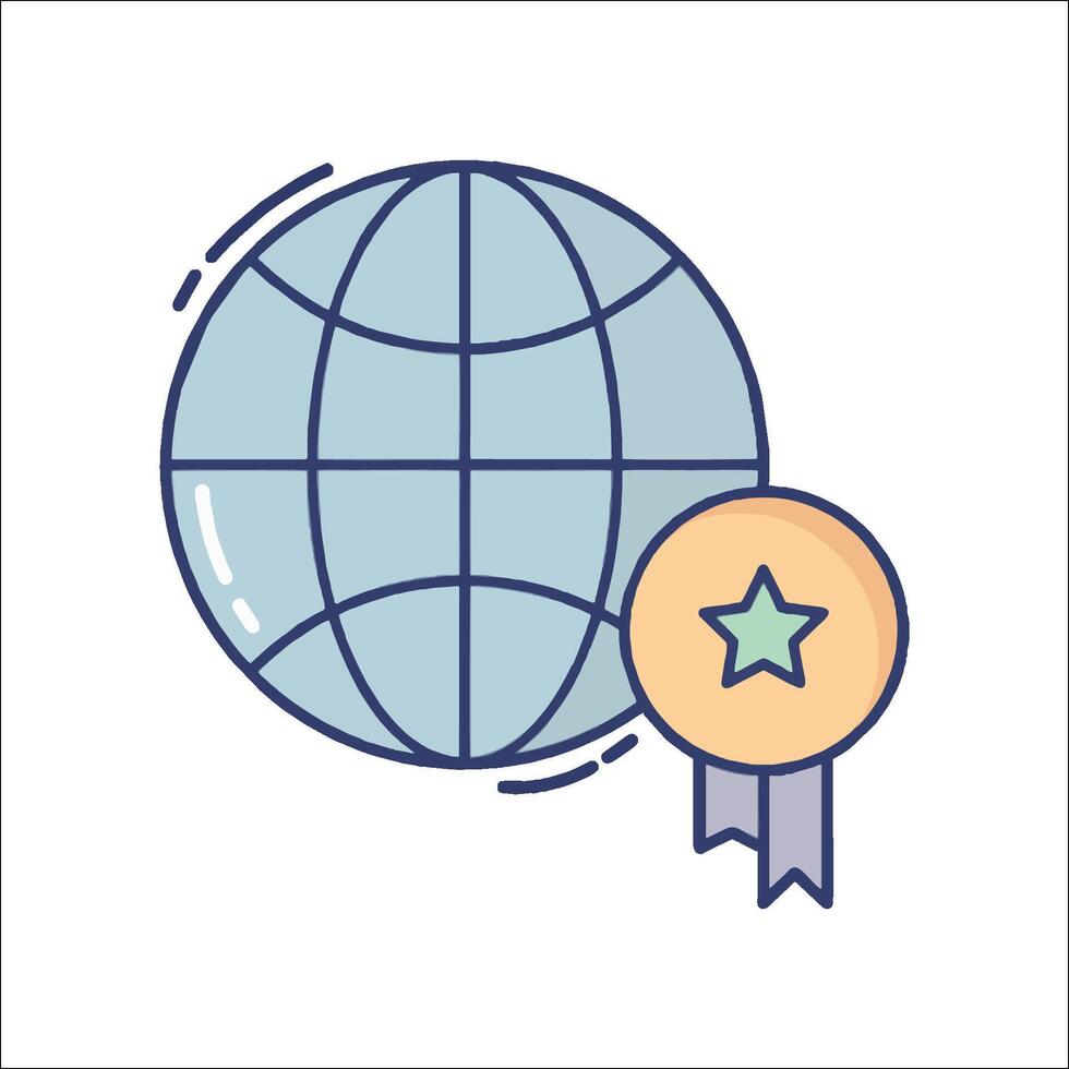 World globe with star and ribbon icon vector