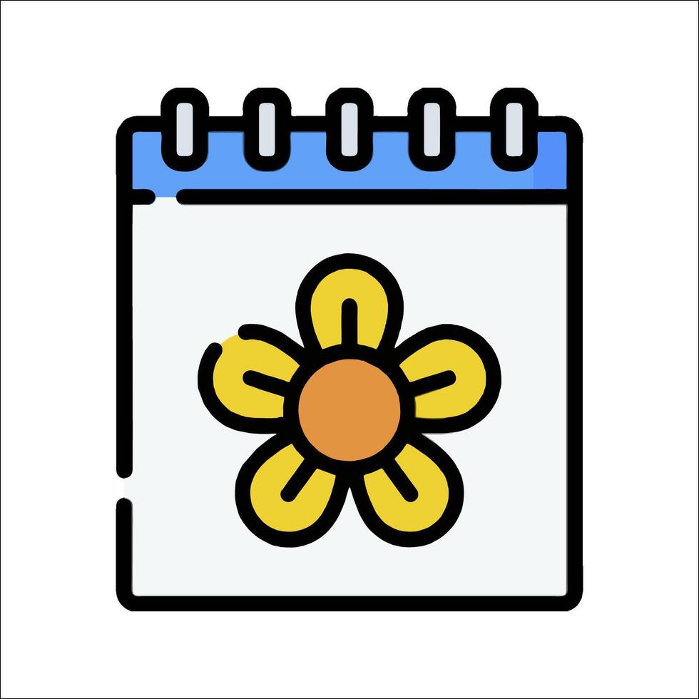 A calendar with a flower on it vector