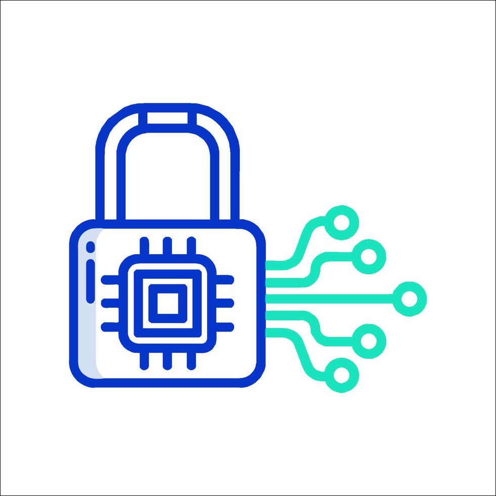 A padlock with a circuit board inside vector