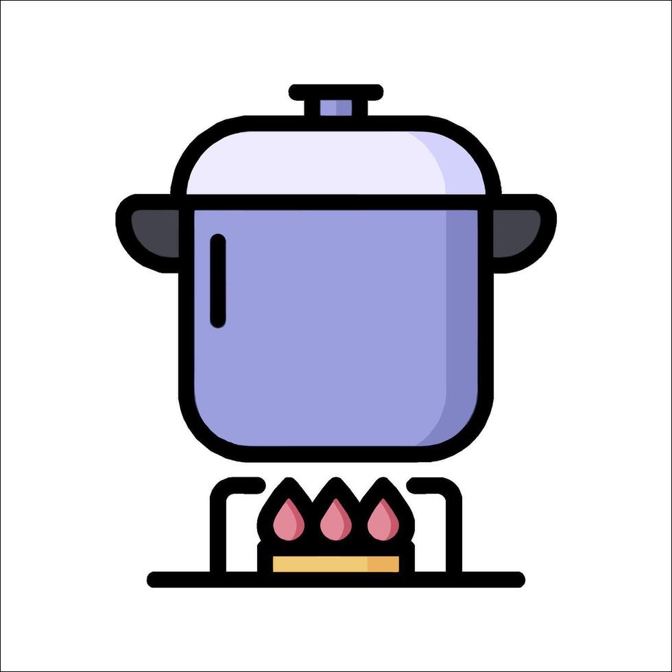 A pot on a stove with a lid on it vector