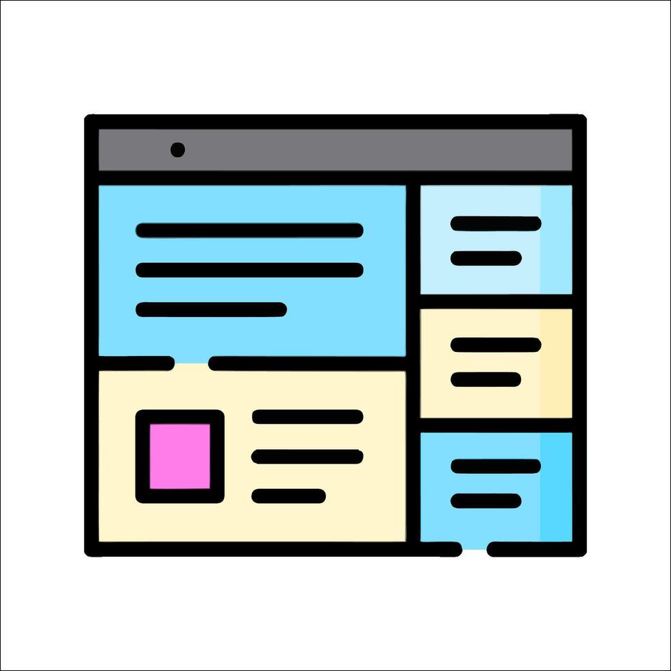 A web page with a blue and pink icon vector