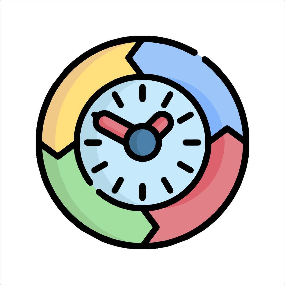 A colorful clock icon on a white background vector