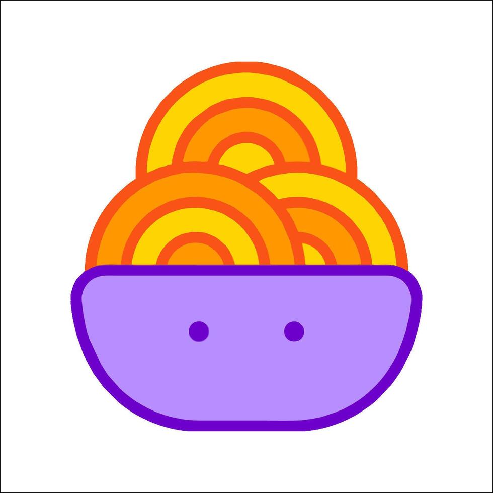 A bowl of pasta with a smiley face on it vector
