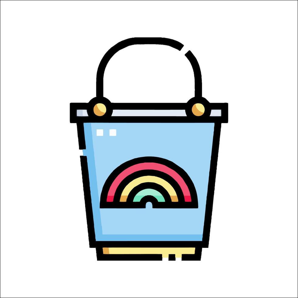A bucket with a rainbow inside it vector