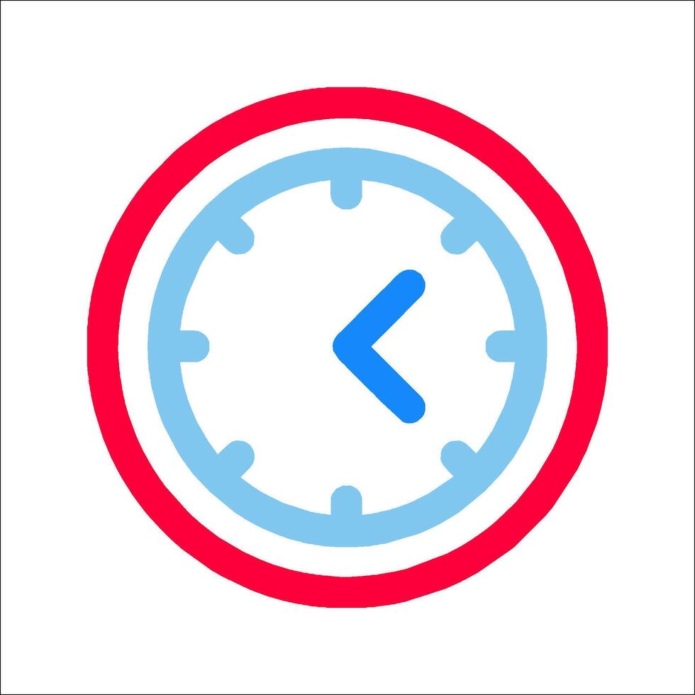 A red and blue clock icon on a white background vector