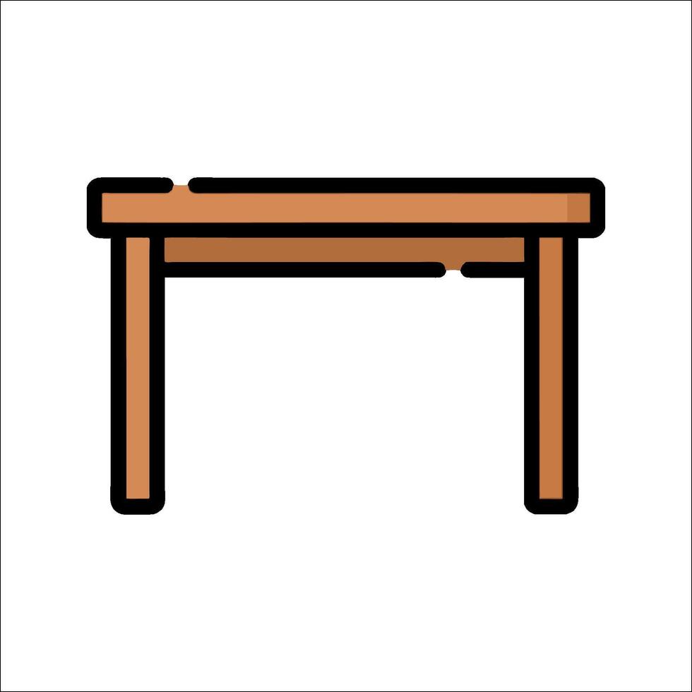 A table with a wooden top and a white background vector
