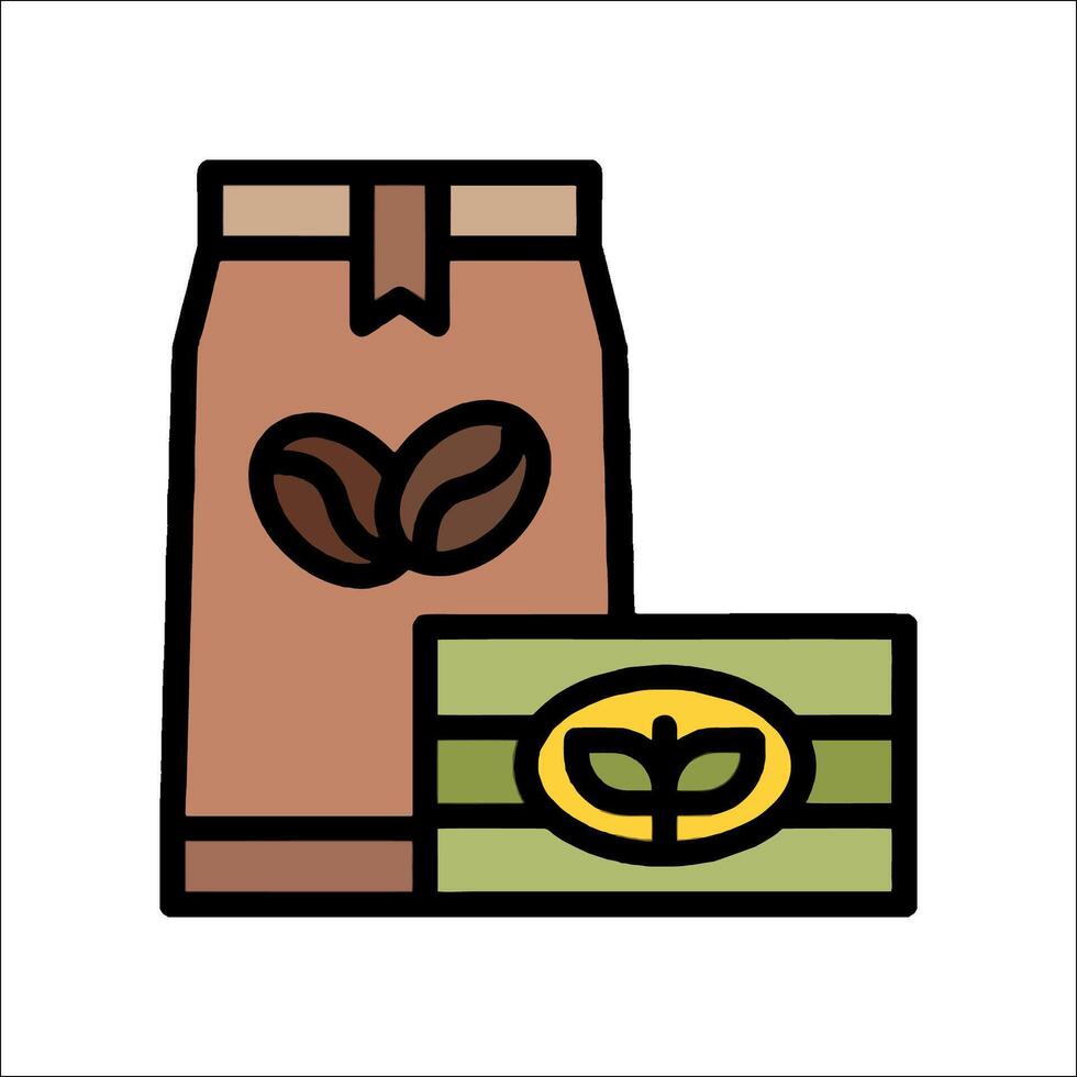 Coffee beans and a bag of coffee beans vector
