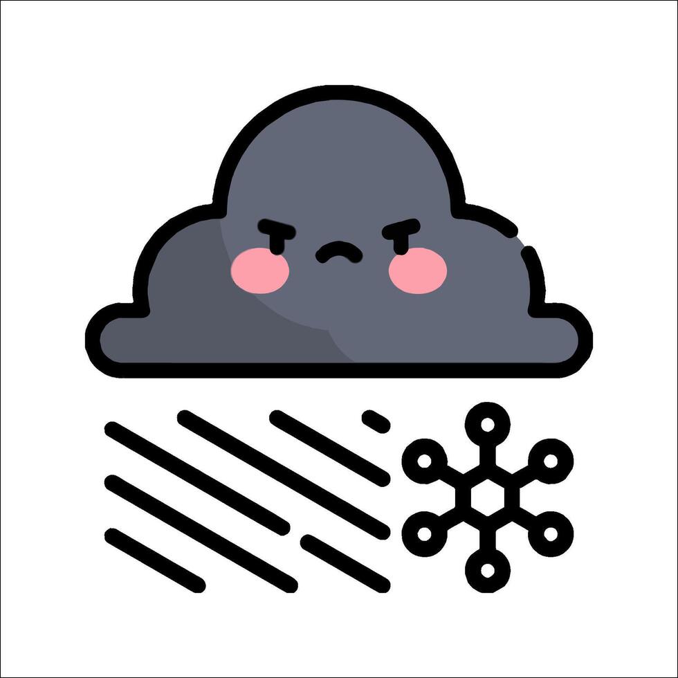 A cartoon cloud with snowflakes on it vector