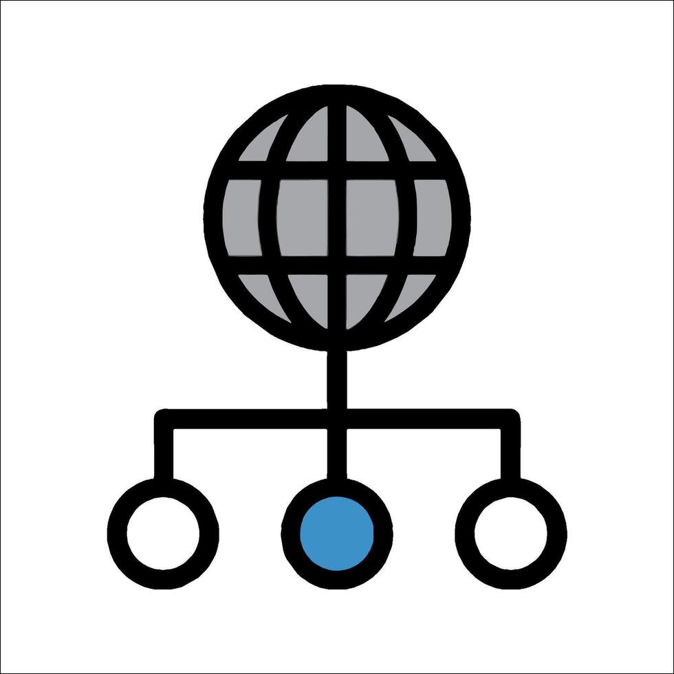 A globe with three lines and a blue dot vector