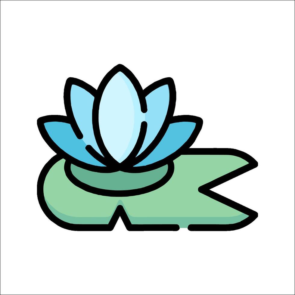 A blue lotus flower on a green leaf vector