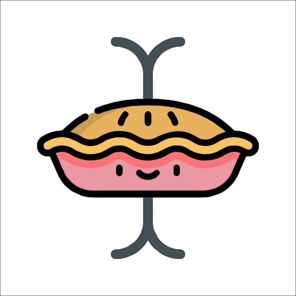 A cartoon pie with a fork on it vector