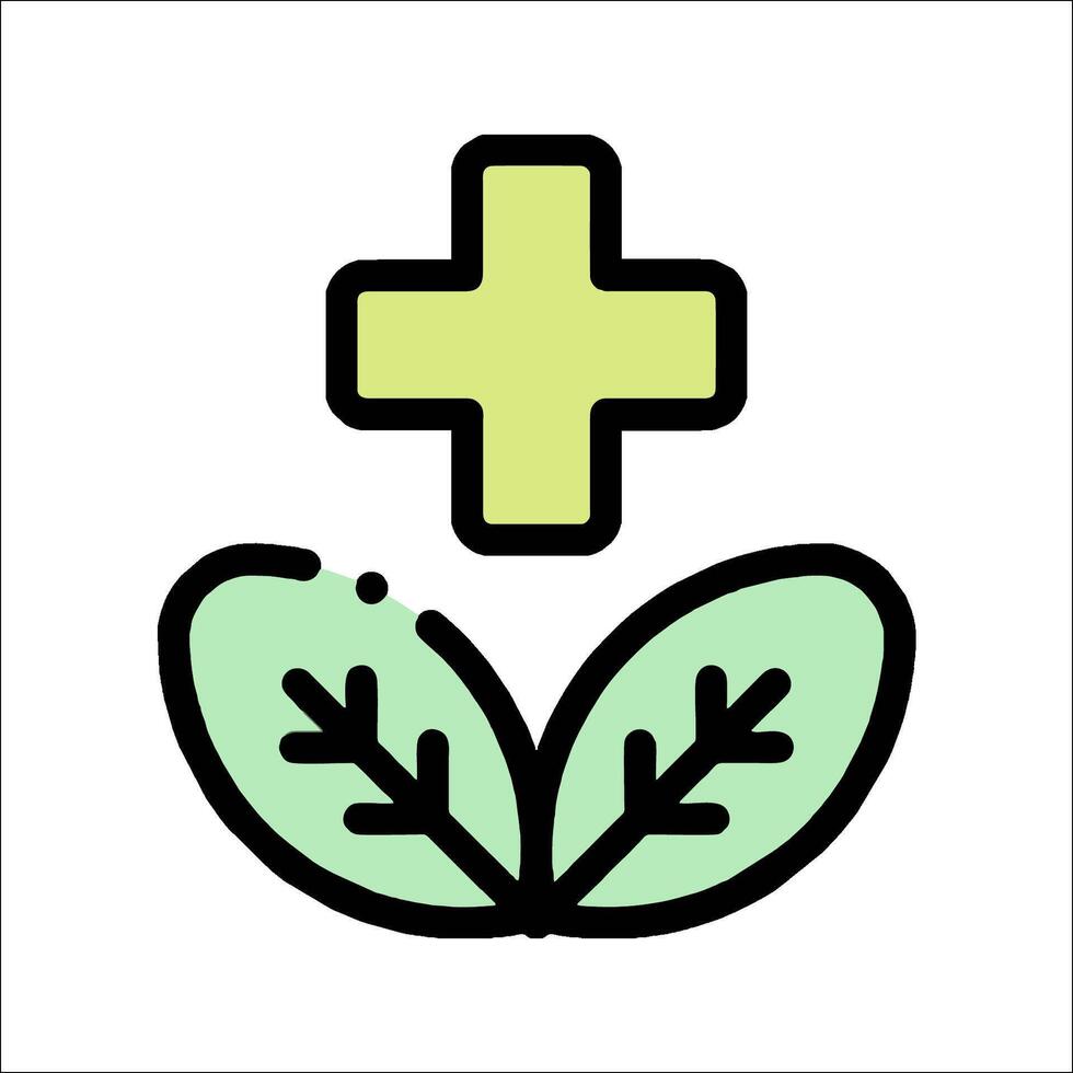 A green leaf with a cross on it vector