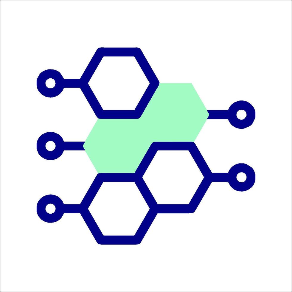 A molecule with a blue and green color vector