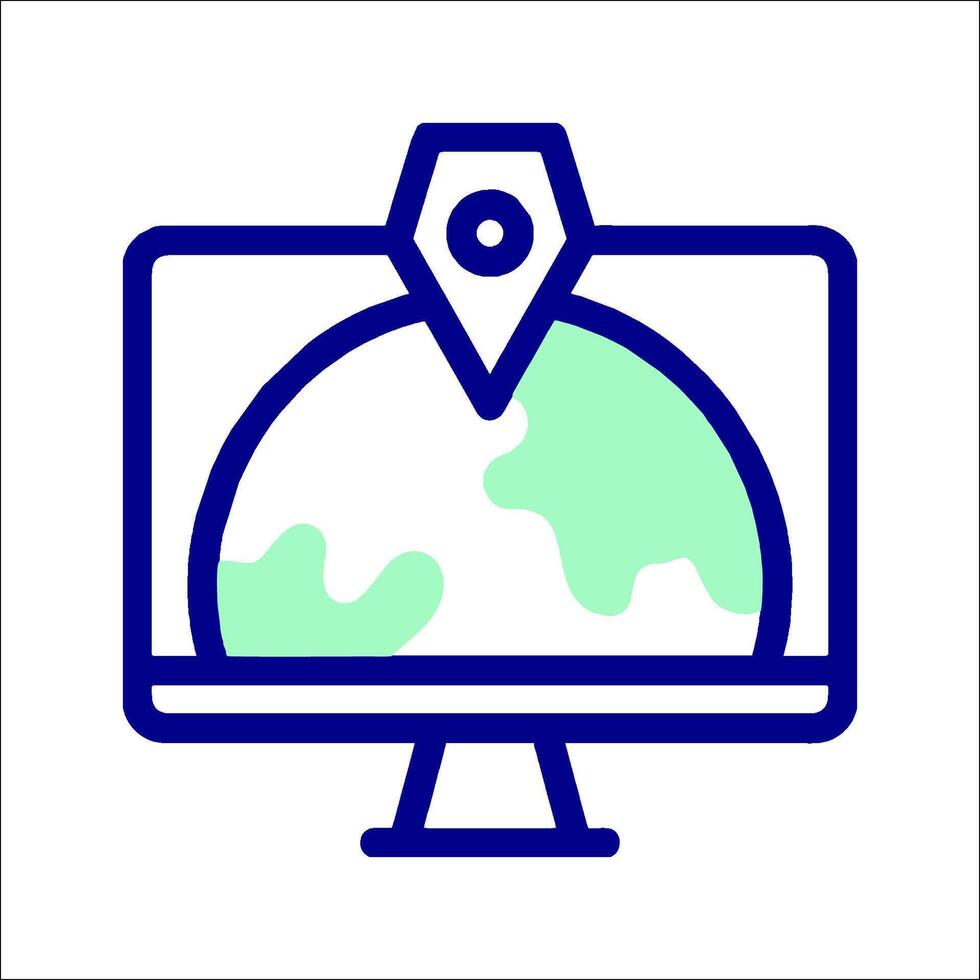 A computer monitor with a globe icon vector