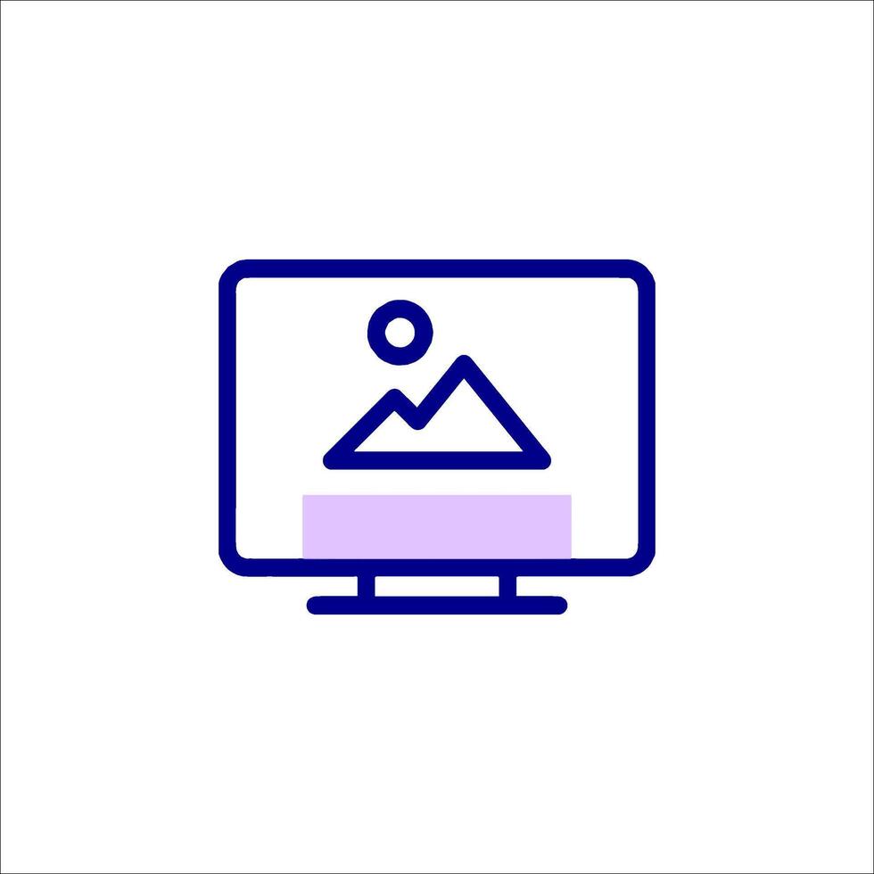 A computer monitor with a mountain on it vector