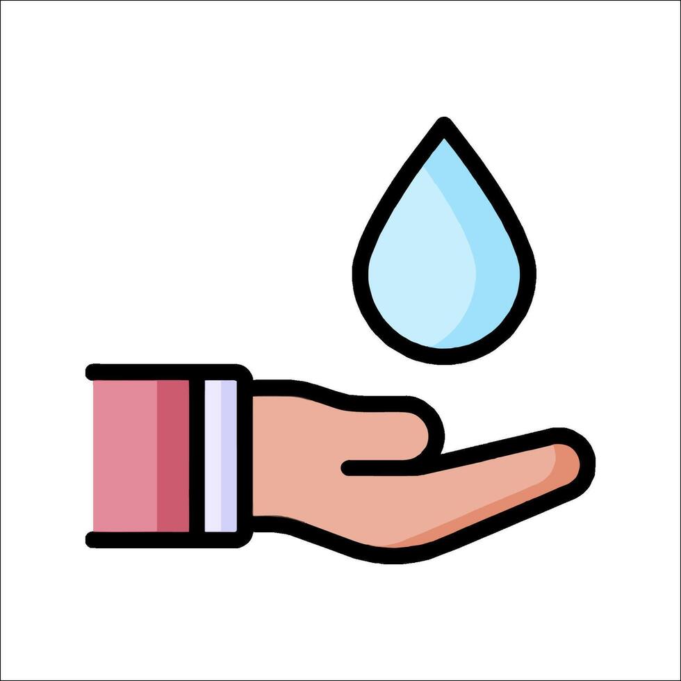 Hand holding water drop icon illustration vector