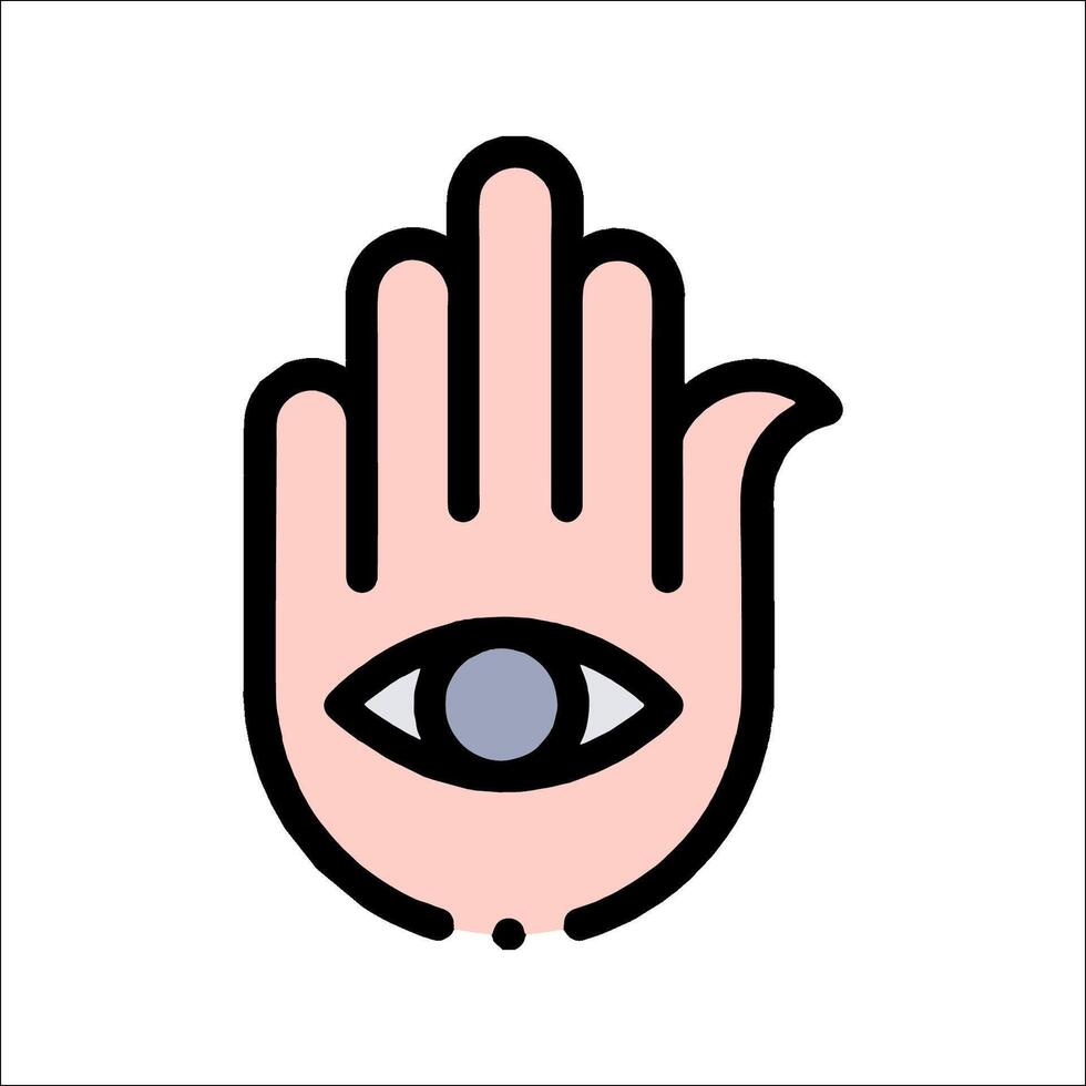 A hand with an eye on it, with a symbol of a hamsa vector