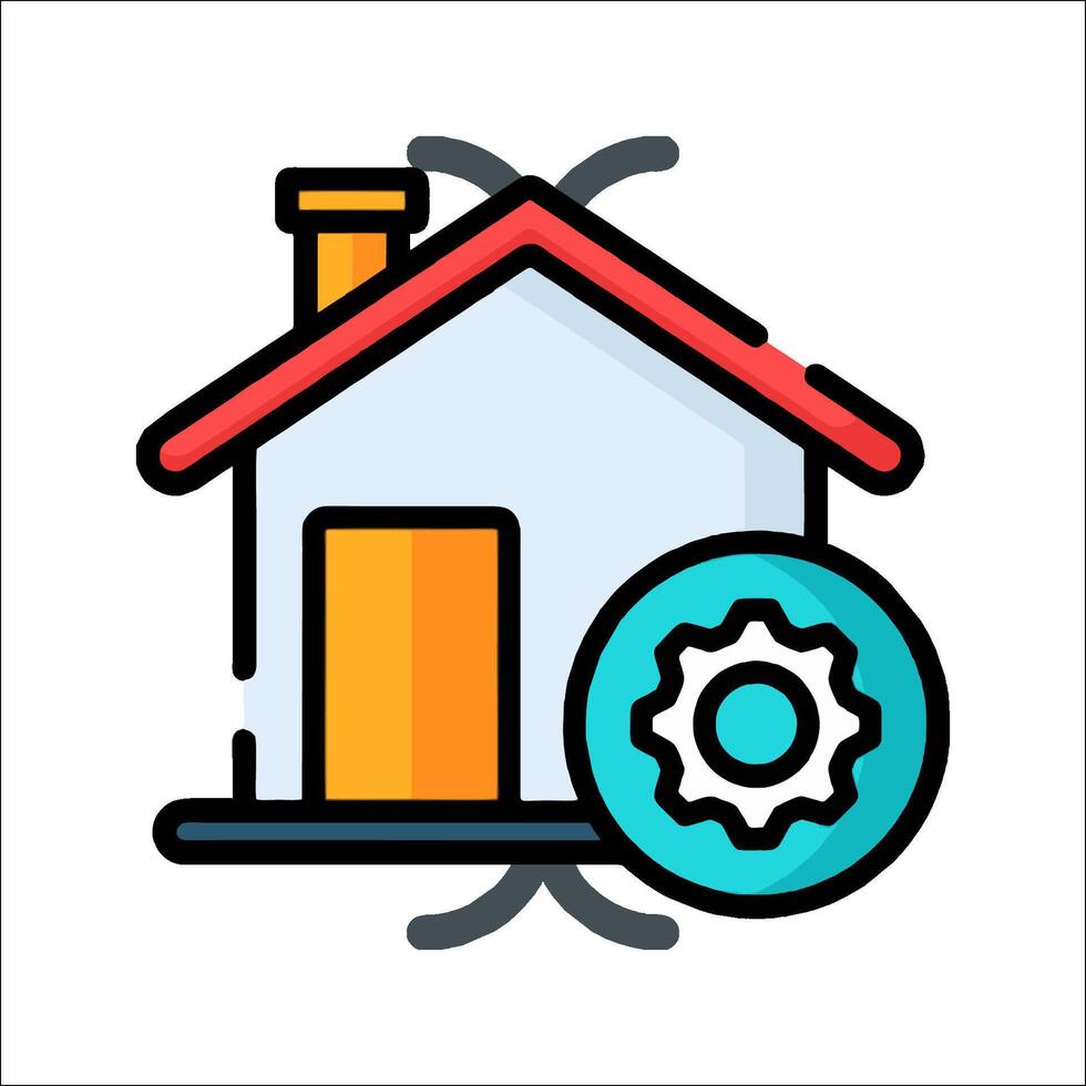 A house with a gear wheel and a gear icon vector