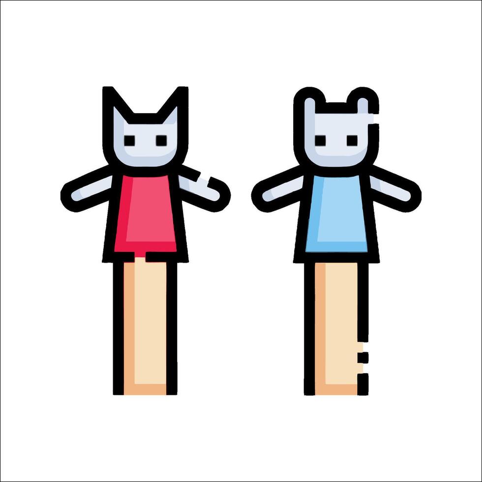 Two stick figures with different colors on them vector