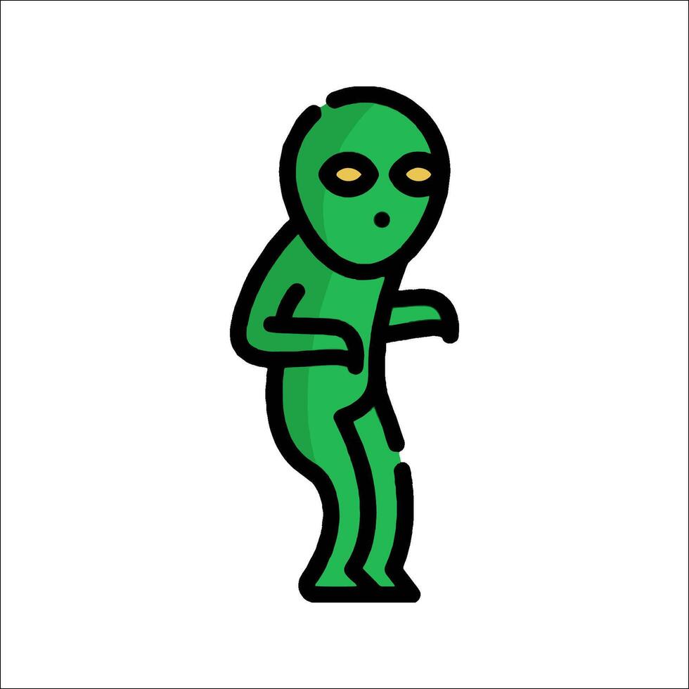 Alien running in the street illustration vector