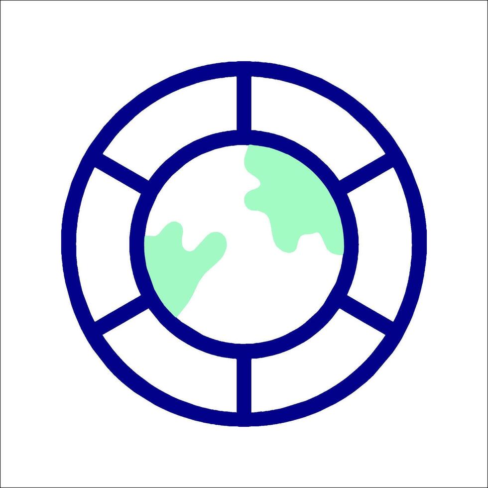 A globe in a circle with a circle around it vector