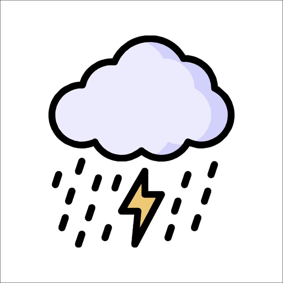 A cloud with a lightning bolt and rain drops vector