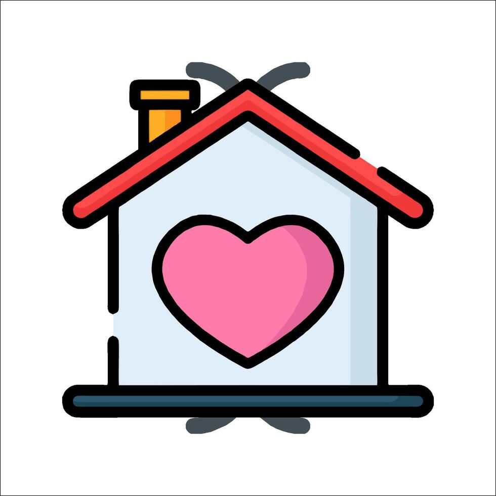 A house with a pink heart on top vector
