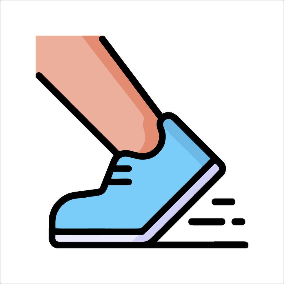 A person's foot running in a blue shoe vector