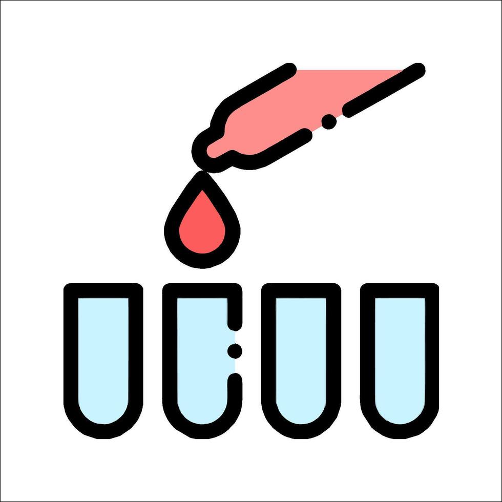 A hand is holding a test tube with a drop of blood vector