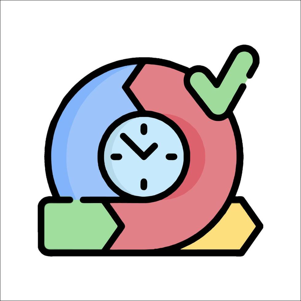 A clock and arrow pointing to it on a white background vector