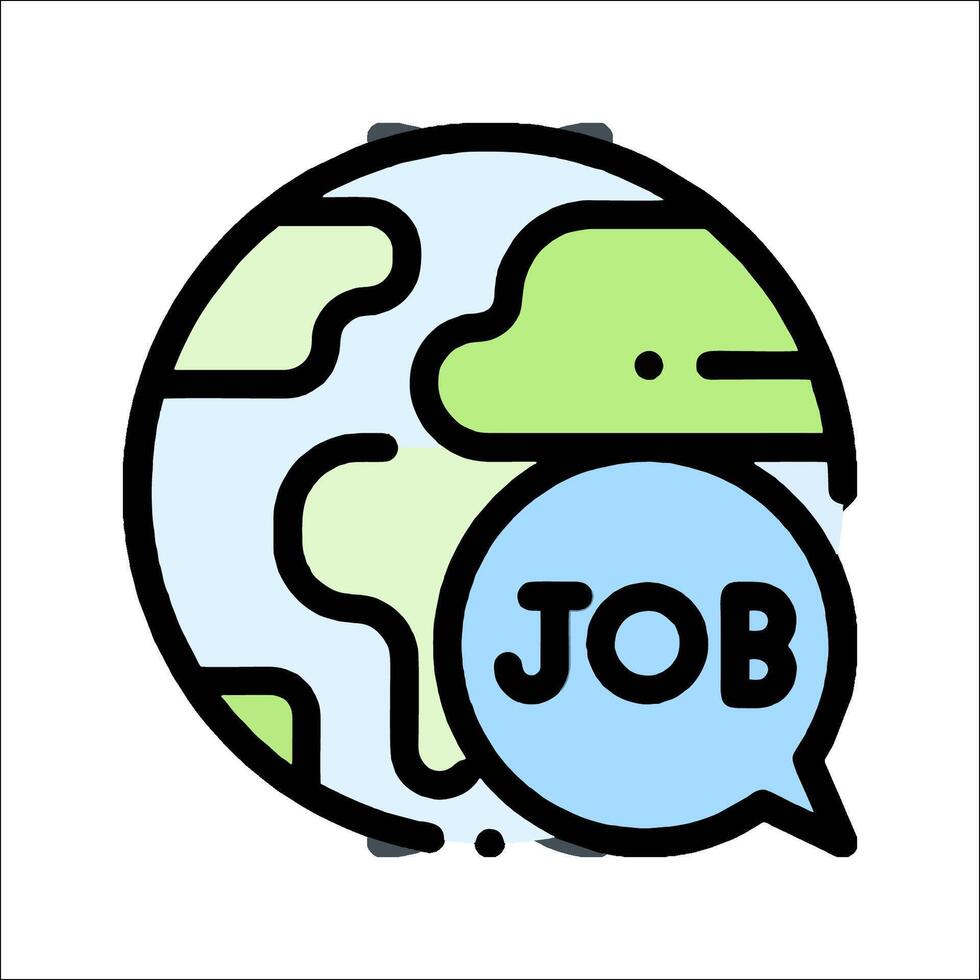 Job icon with globe and speech bubble vector