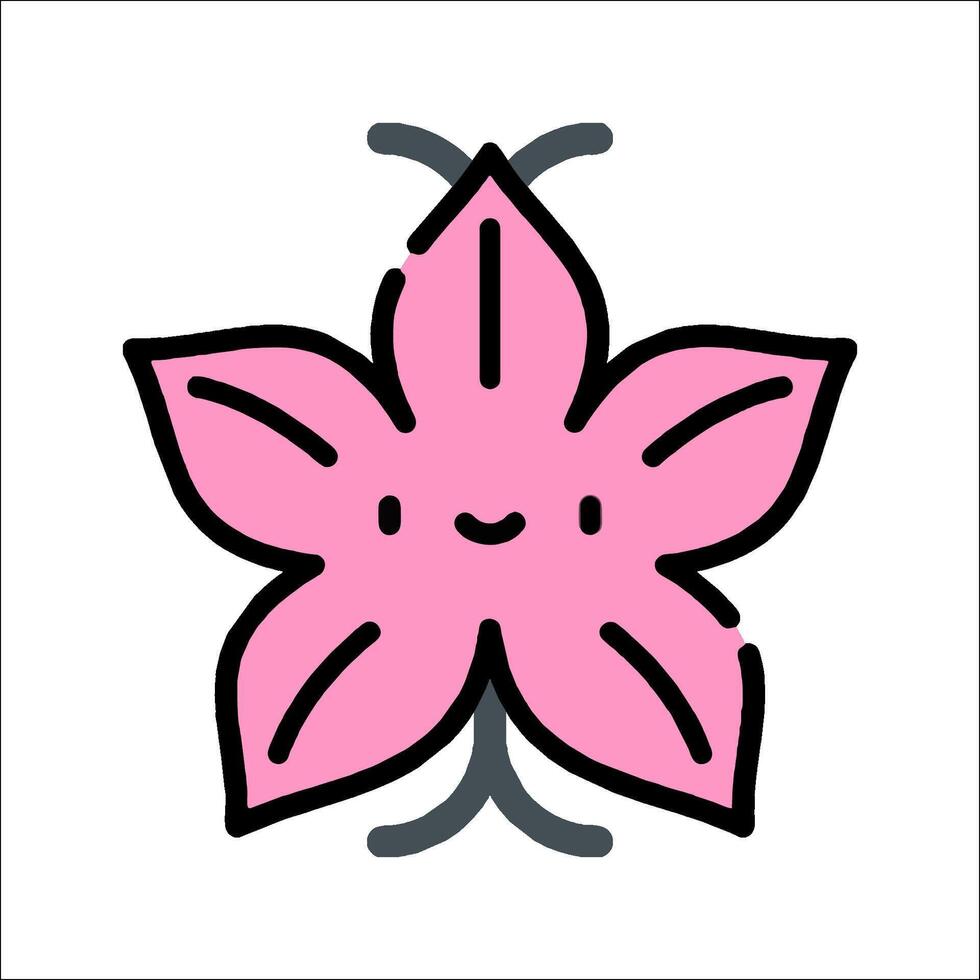 A pink flower with a smiley face on it vector