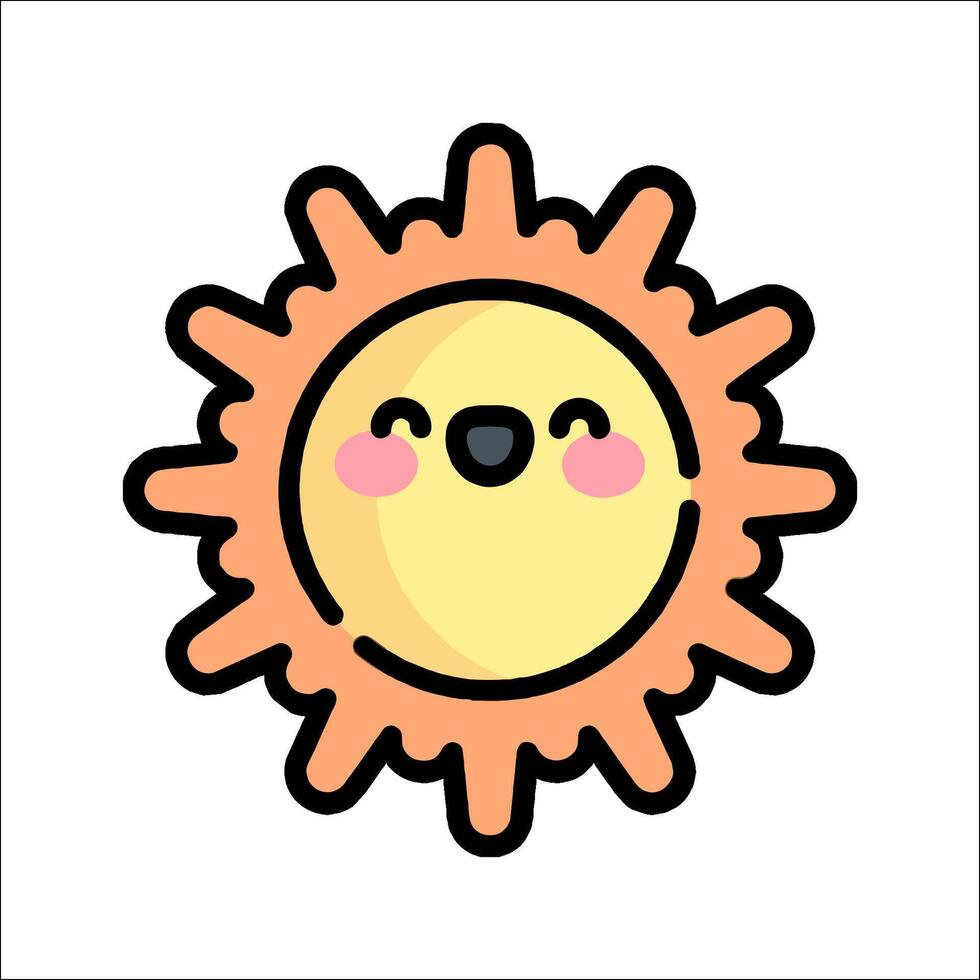 Cute sun cartoon character illustration vector