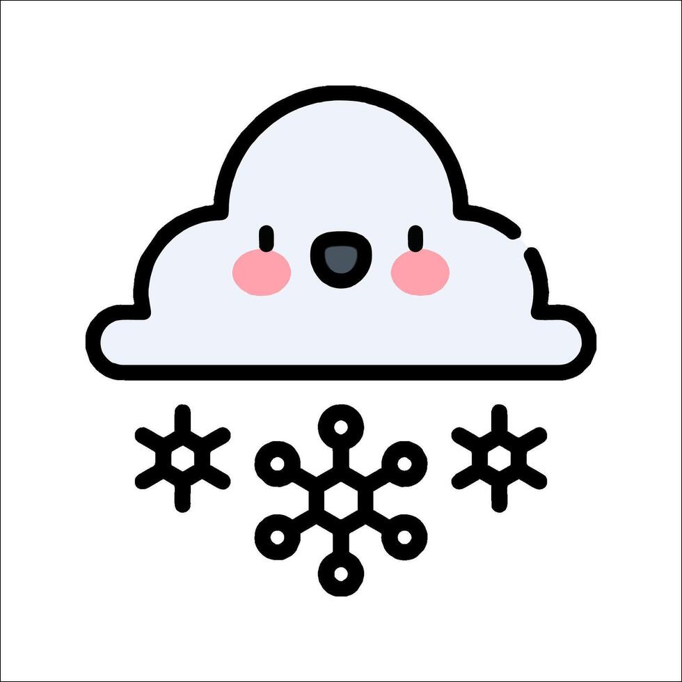A cartoon cloud with snowflakes and a smile vector