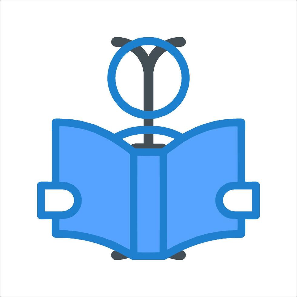 A person reading a book with a blue outline vector