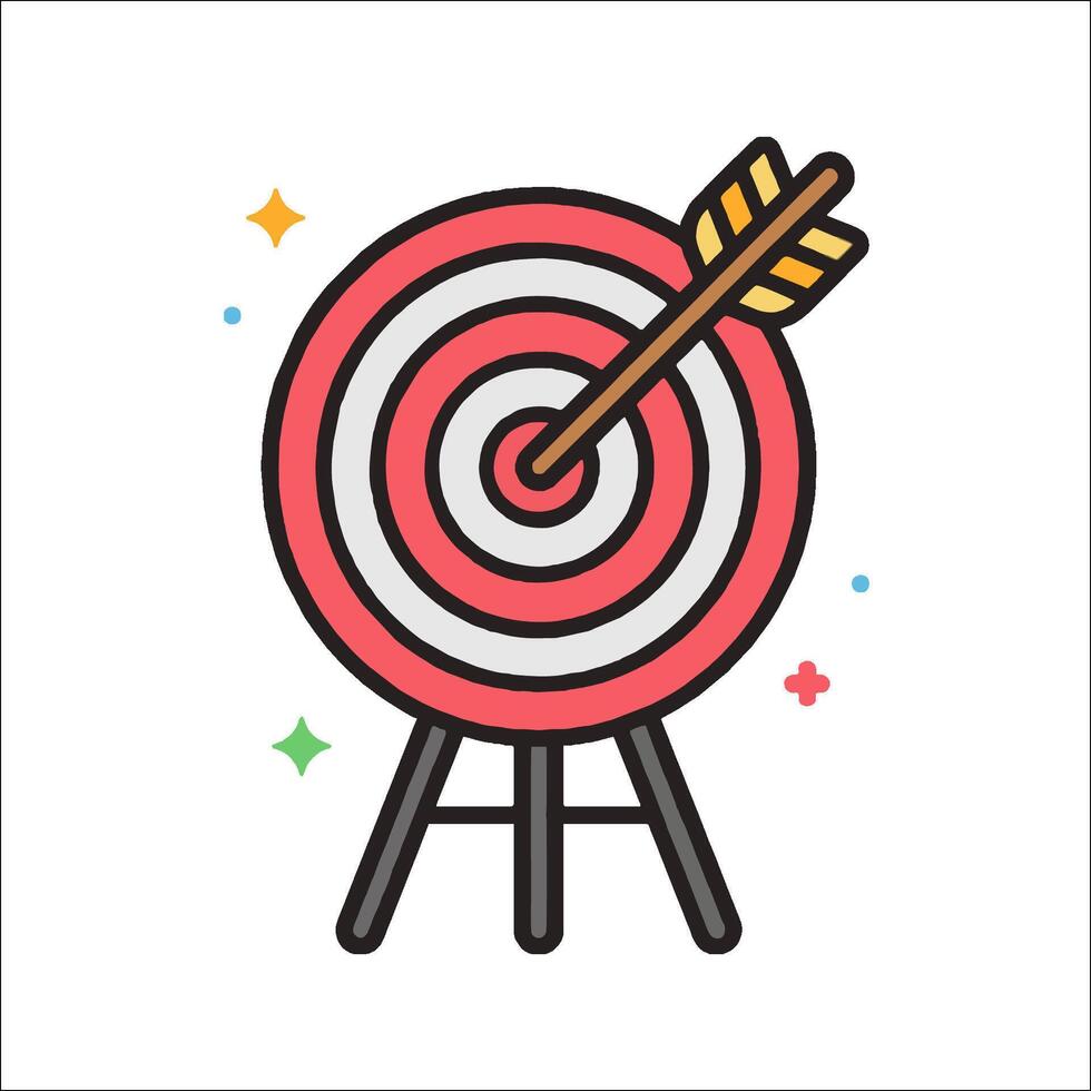 Target with arrow on it, target icon illustration vector
