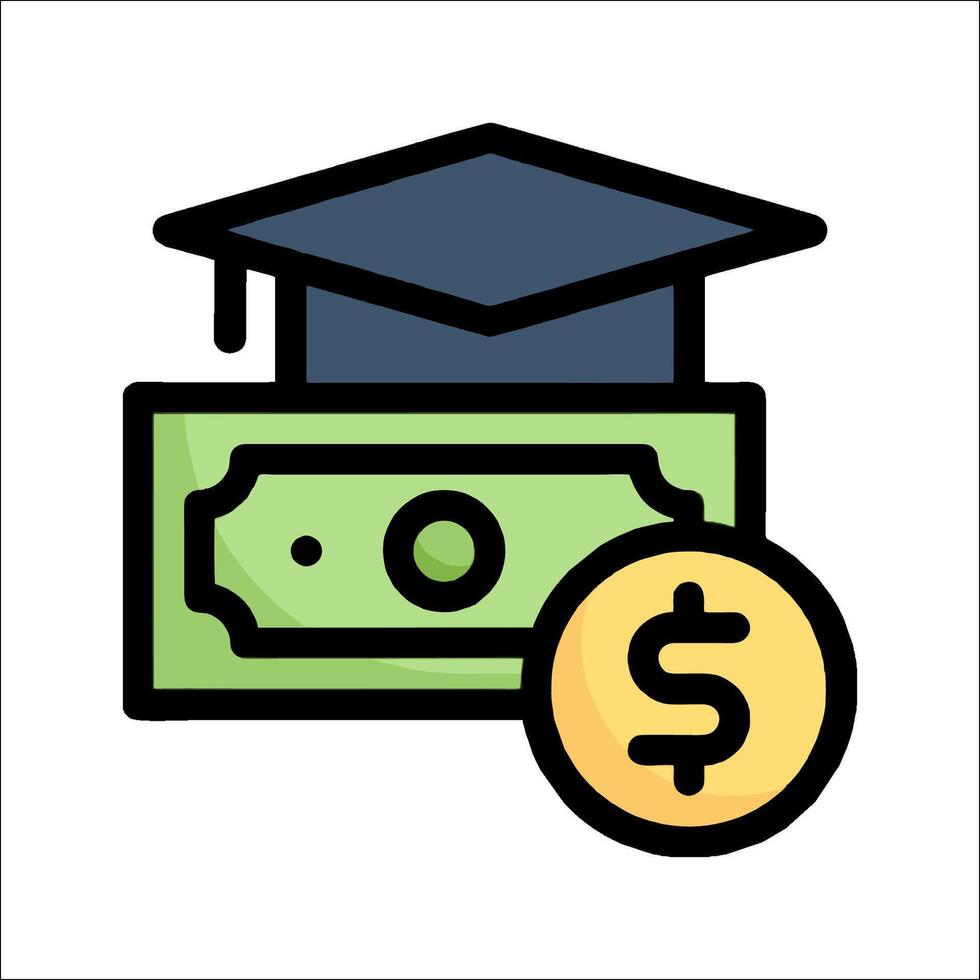 An icon of a graduation cap and dollar coin vector