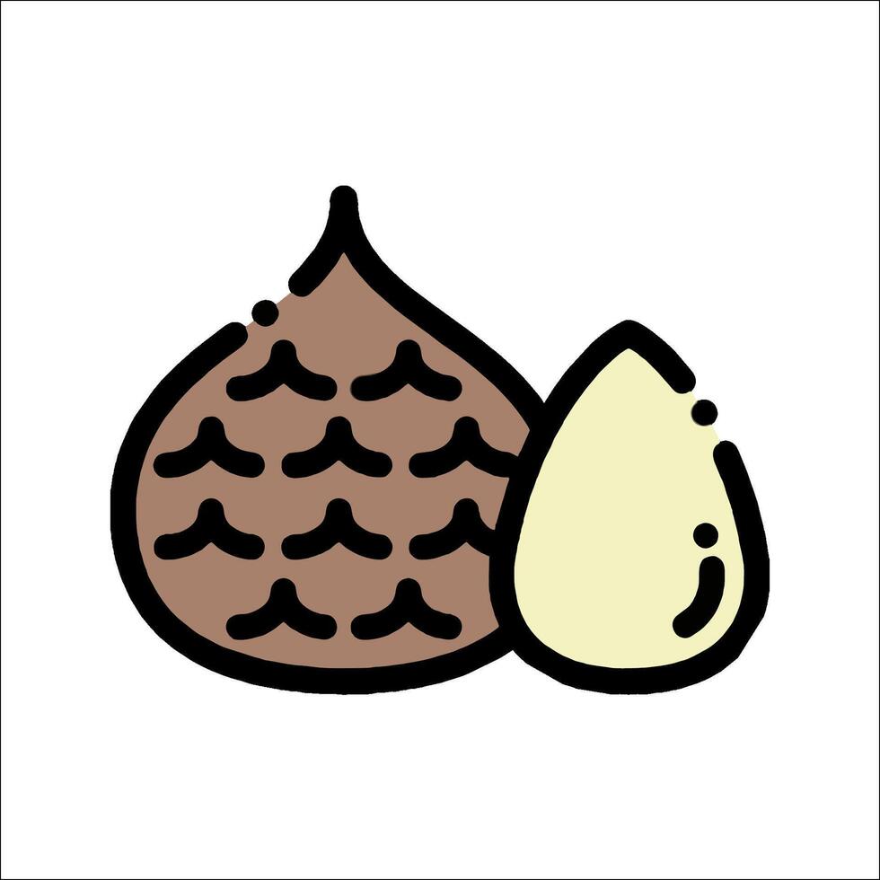 A nut and a nut shell icon vector