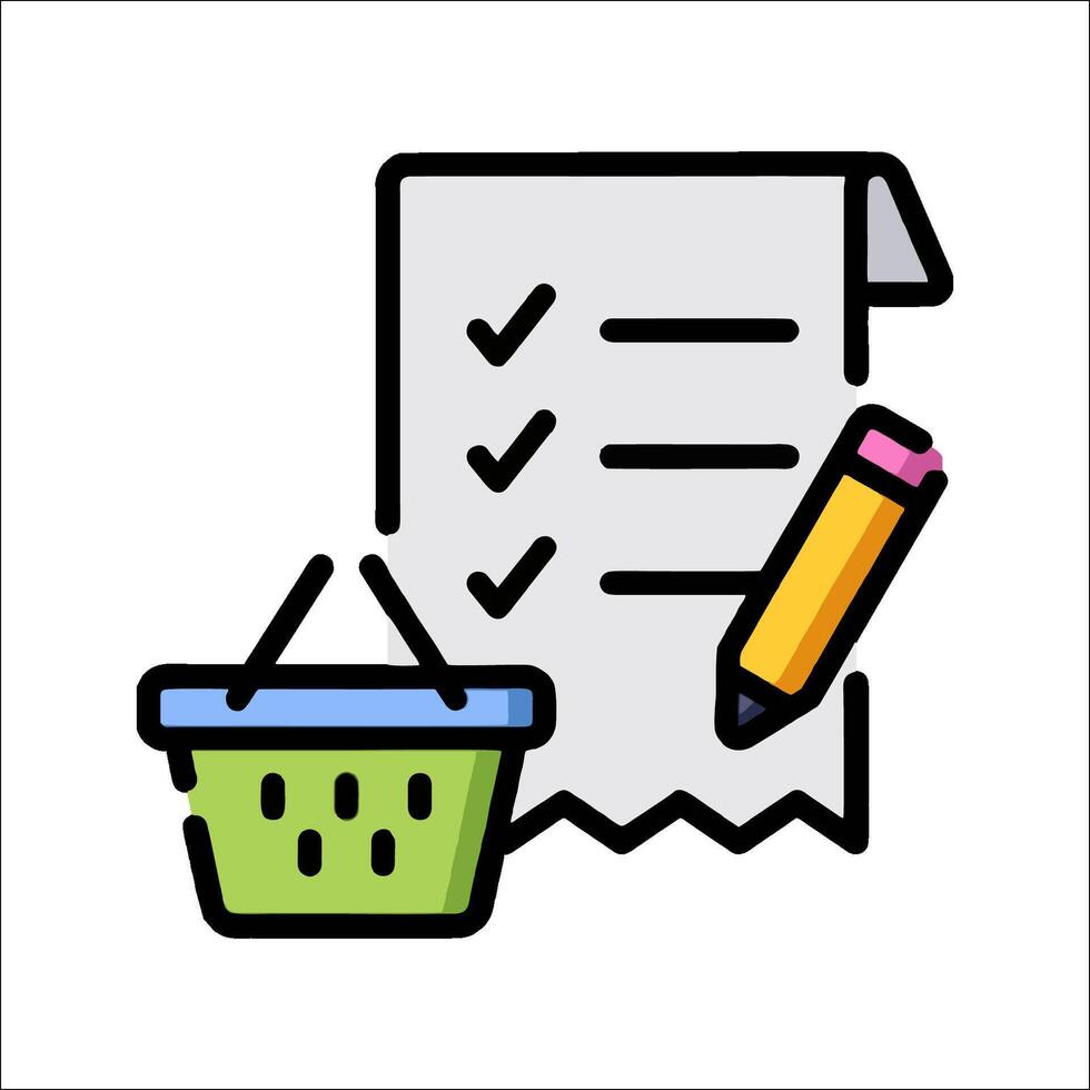 Shopping basket and check list icon illustration vector