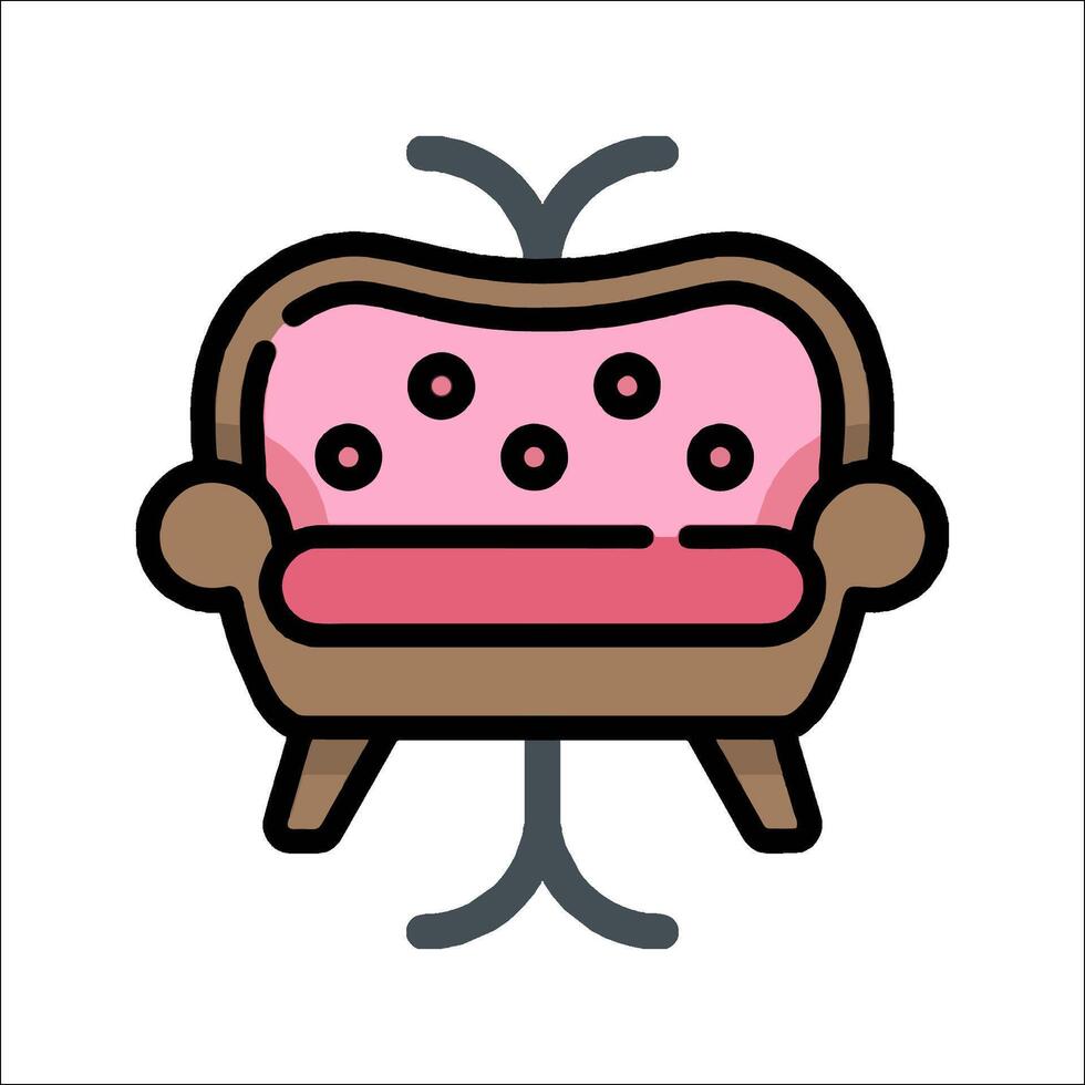 A pink couch with a pink cushion on it vector