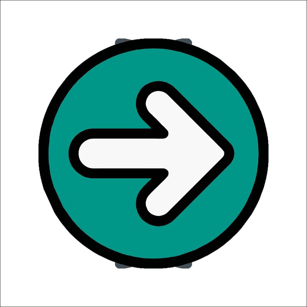 A green and white arrow pointing in the direction of an arrow vector
