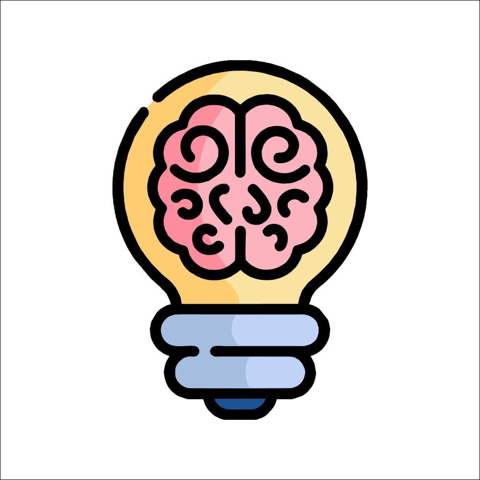 A light bulb with a brain inside it vector