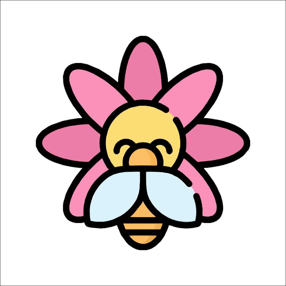 A cartoon bee with a flower on its head vector