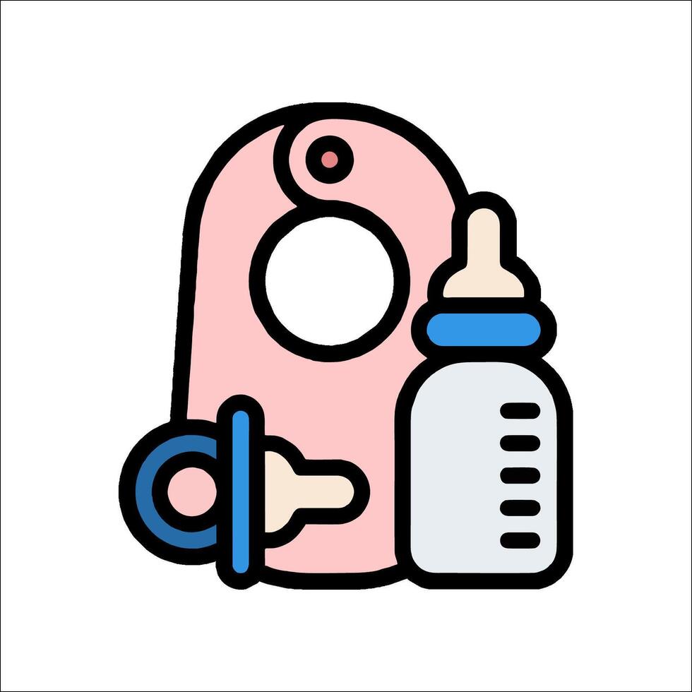 Baby bottle and pacifier icon illustration vector