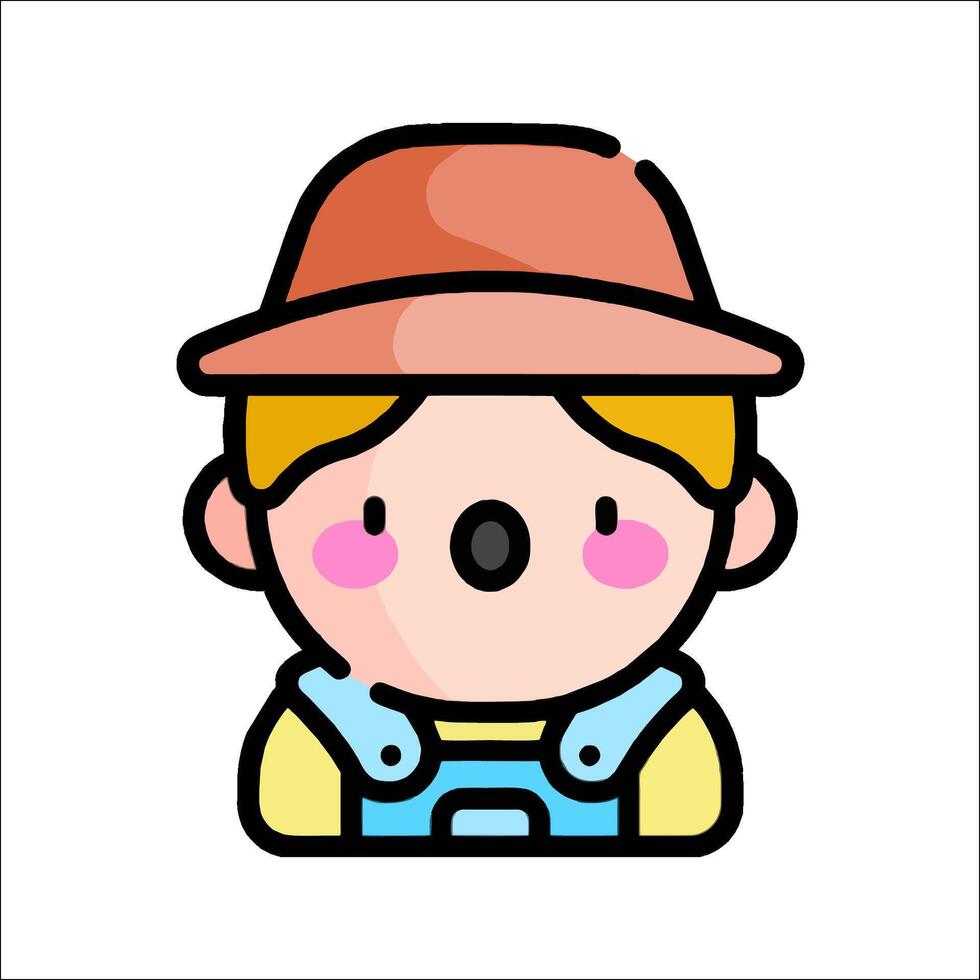 A cartoon boy wearing a hat and overalls vector