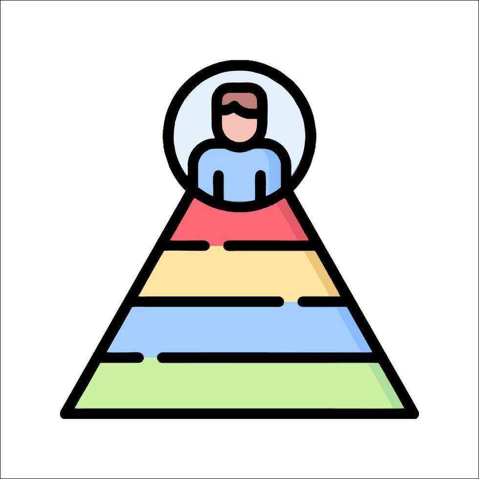 A person is sitting on a pyramid of colored blocks vector
