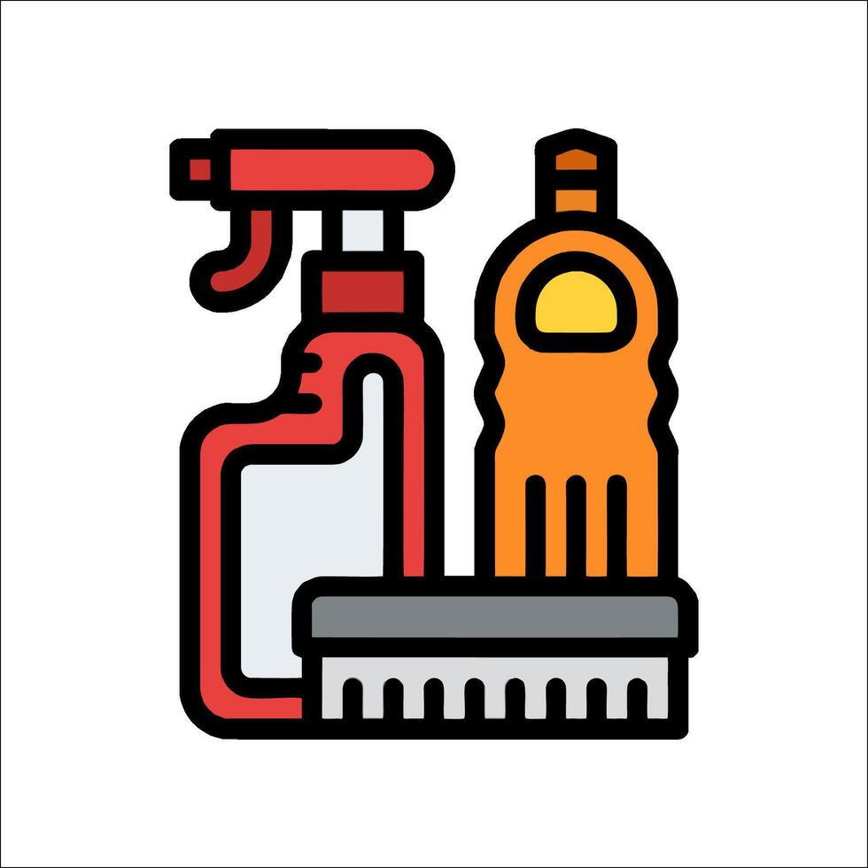 A bottle of cleaning products and a brush vector