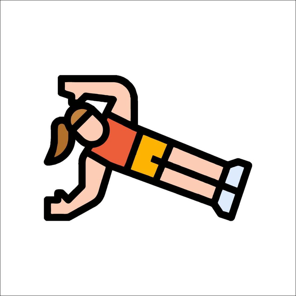 A woman doing push ups on a white background vector