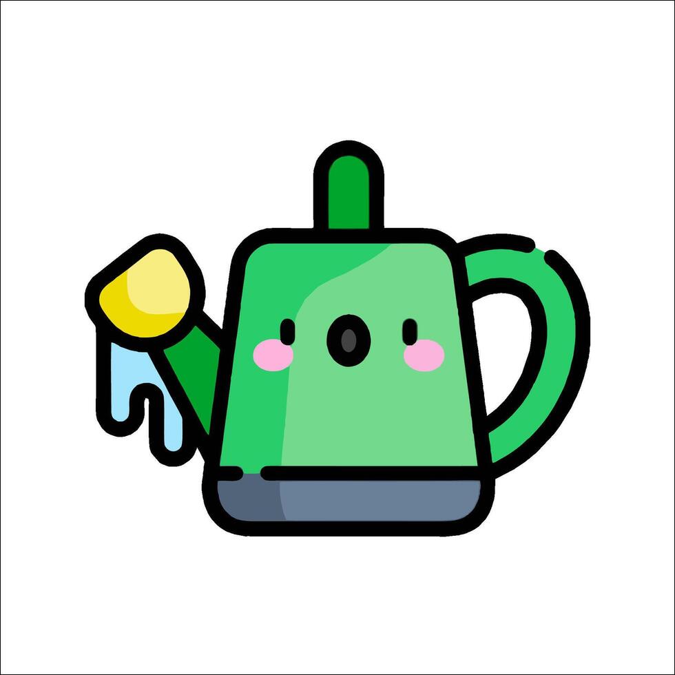 A cartoon watering can with a smiley face vector