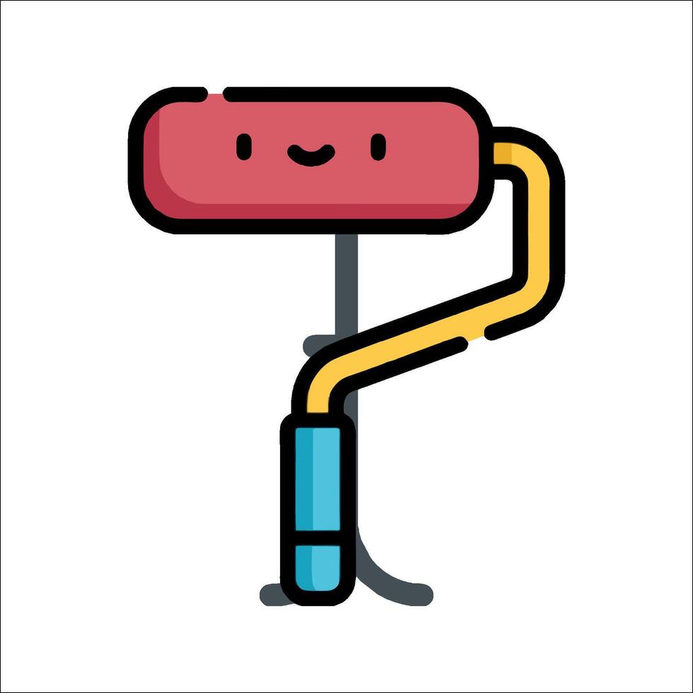 A cartoon paint roller with a smiley face vector